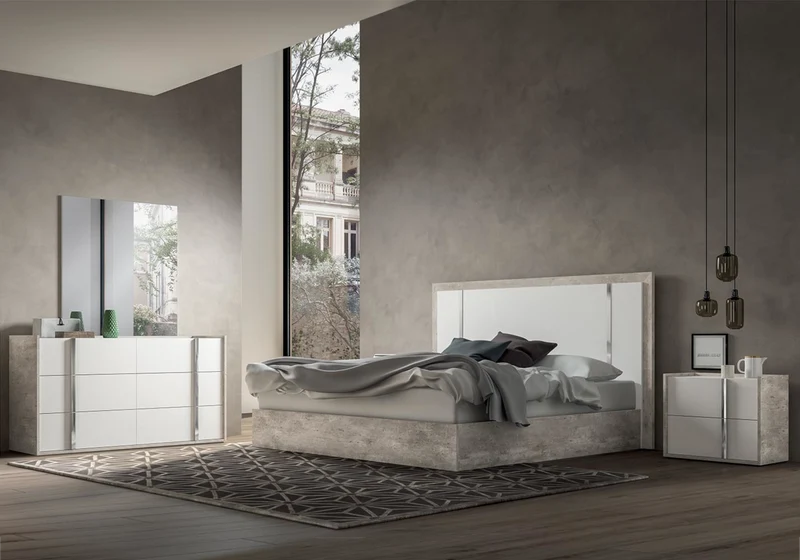 Ensemble chambre 160x200 blanc béton – Treviso