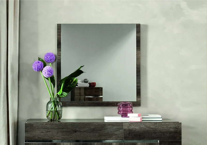 Miroir mural rectangulaire bois chêne laqué design - Medea