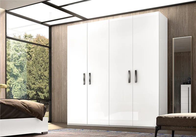 Armoire 2 à 6 portes battantes blanc laqué - Mara