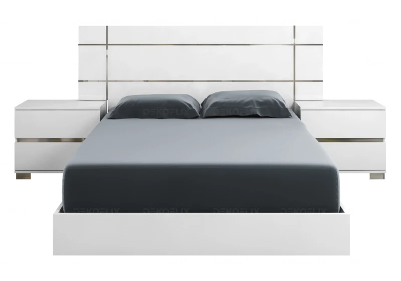 Lit adulte blanc laqué design minimaliste - Dream