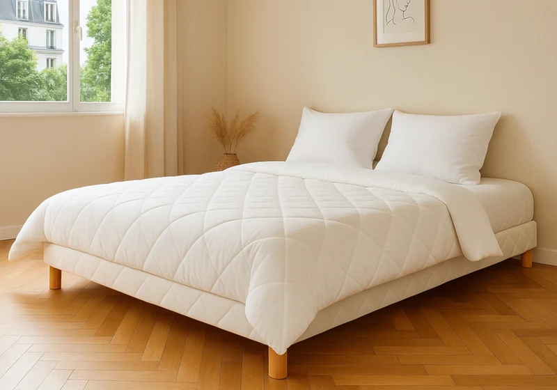 Sommier 2 places tapissier pieds bois - Linea