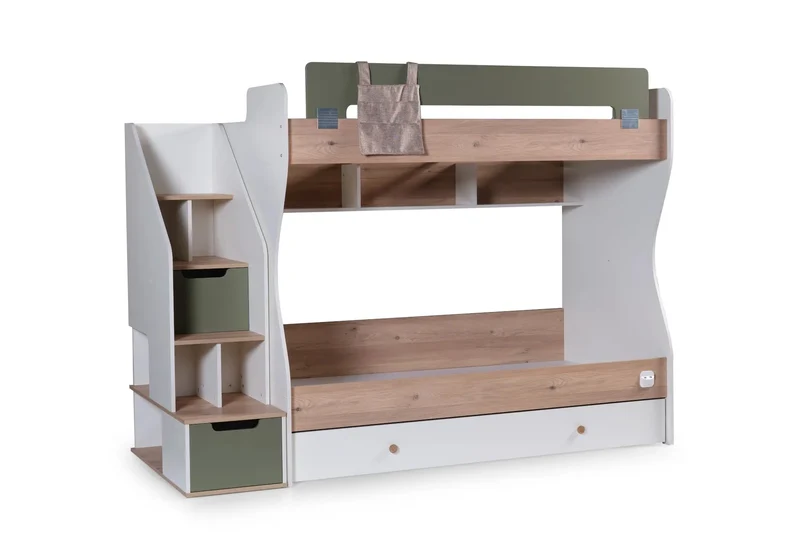 Ensemble chambre jeune lit superposé vert ATLAS