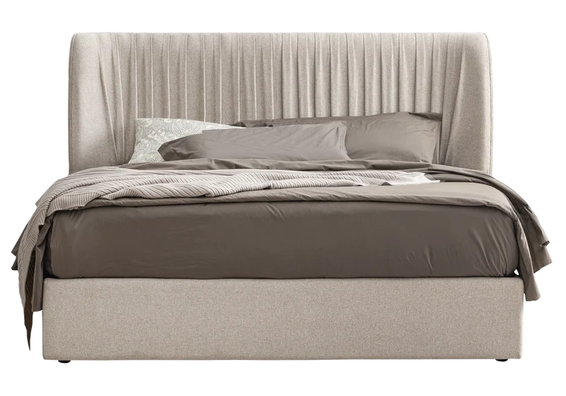 Lit coffre tissu beige moderne – Hexagon