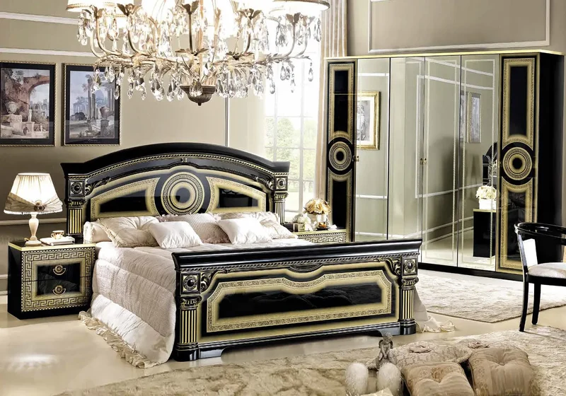 Chambre complète baroque versace noir or – IMPERIA