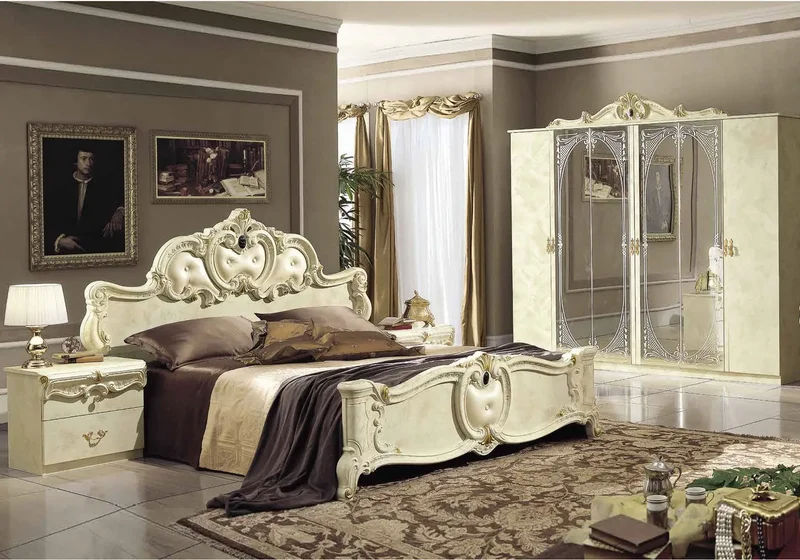 Chambre complète baroque capitonnée ivoire – KONE