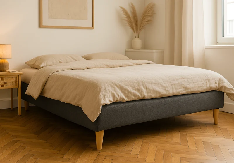Sommier tapissé gris design 15 cm - Arden