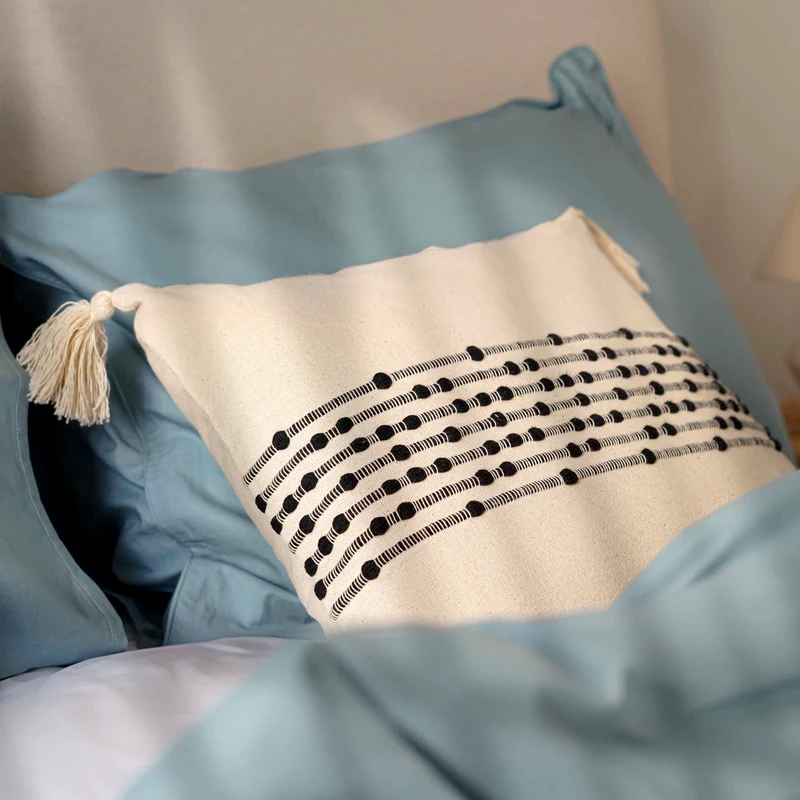 Coussin Comporta 100% coton beige - 40x40cm