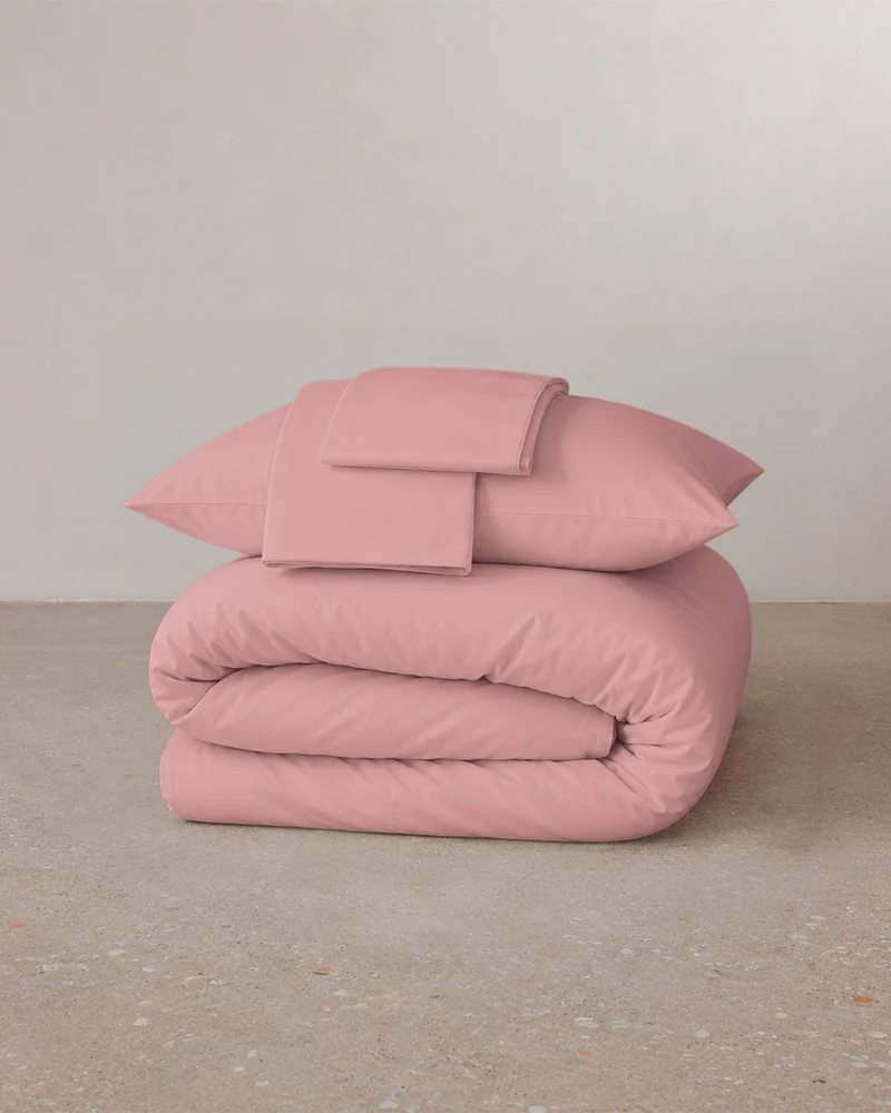 Parure de lit percale de coton - Rose
