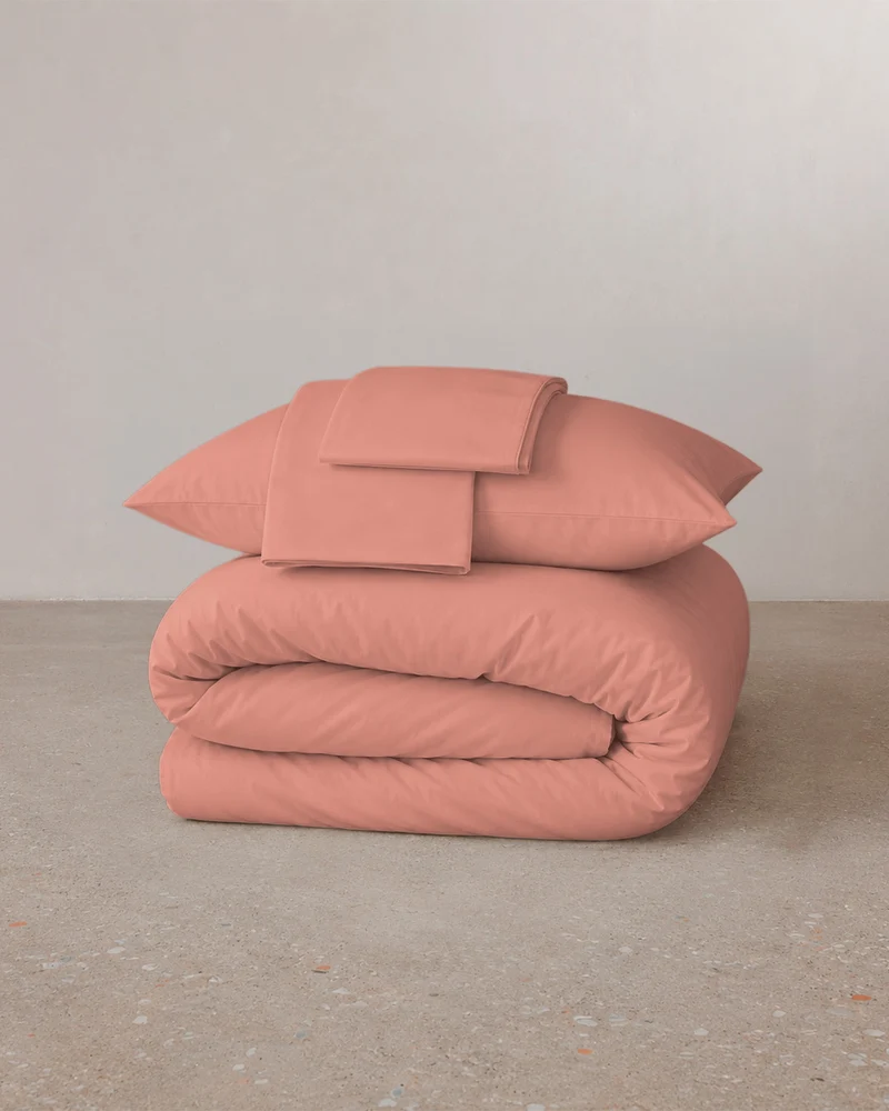 Parure de lit percale lavée - Peach blush