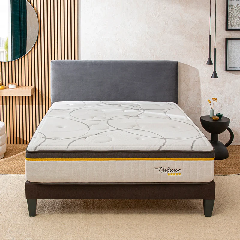 Ensemble Bellecour 3.0 - Matelas hybride ressorts ensachés + Sommier - 30 cm d'épaisseur