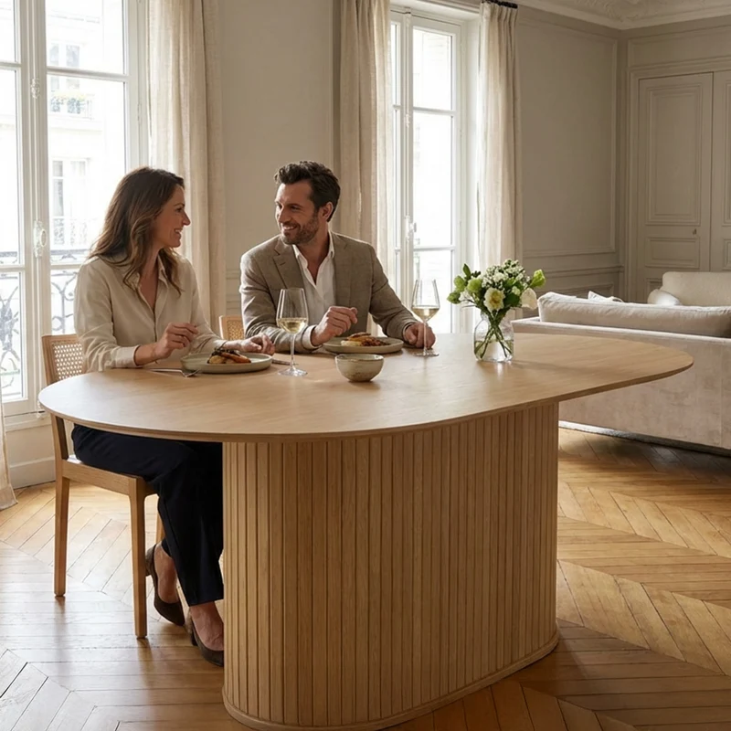 Table à manger ovale 6 personnes 180 cm - Bois - ALBA