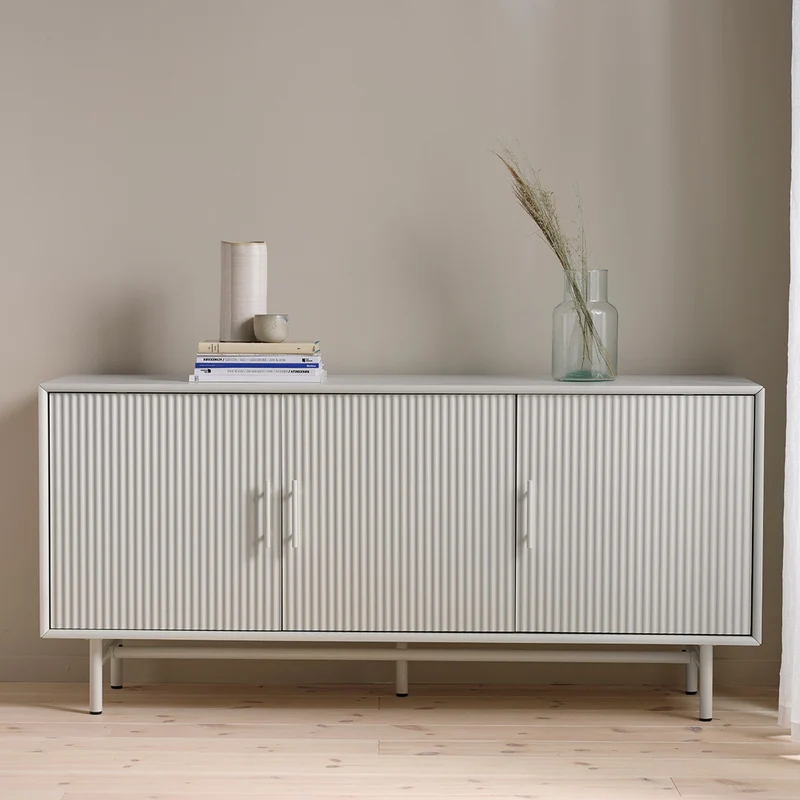 Buffet 160 cm 3 portes - Bois gris clair - MIRANO