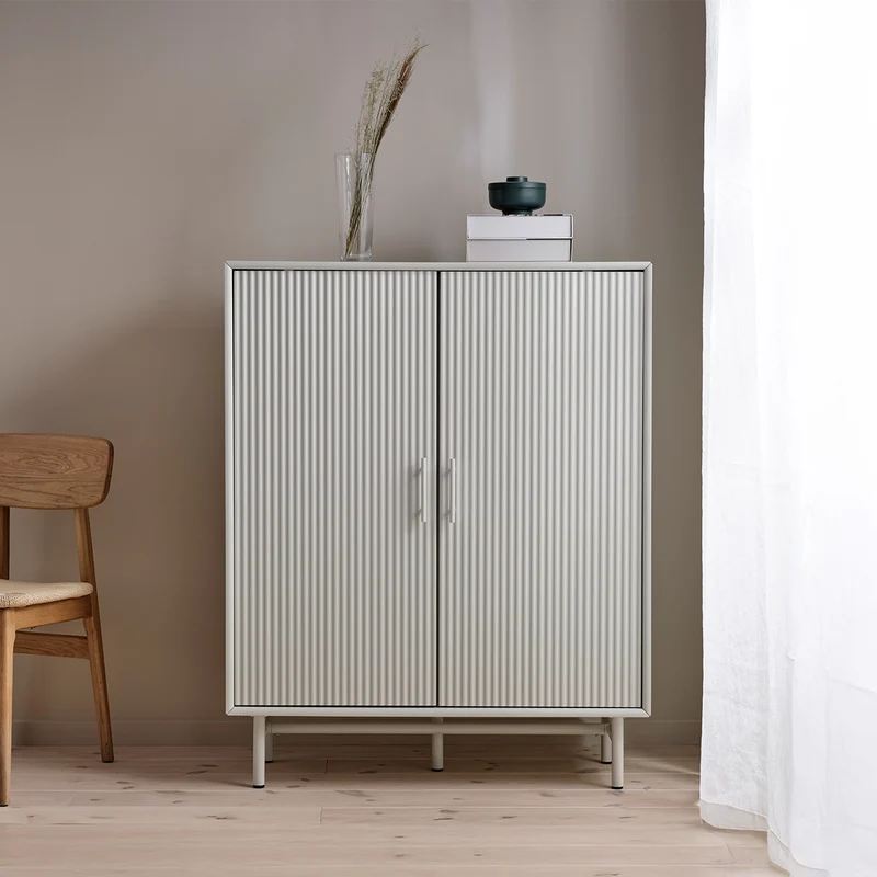 Buffet haut 2 portes - Bois gris clair - MIRANO