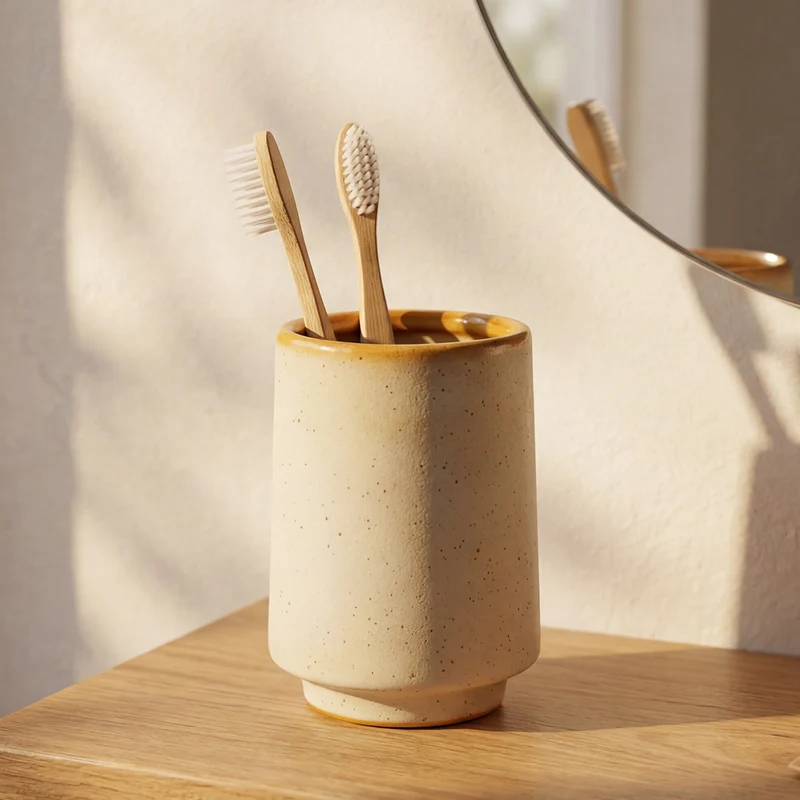 Pot brosse à dents - Céramique beige - ARMONIA