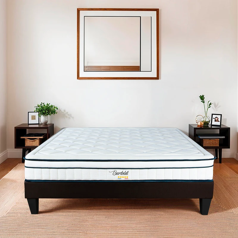 Matelas Bartoldi - Ressorts ensachés + mousse supersoft - Moelleux puis ferme - Fabriqué en France - 22 cm d'épaisseur