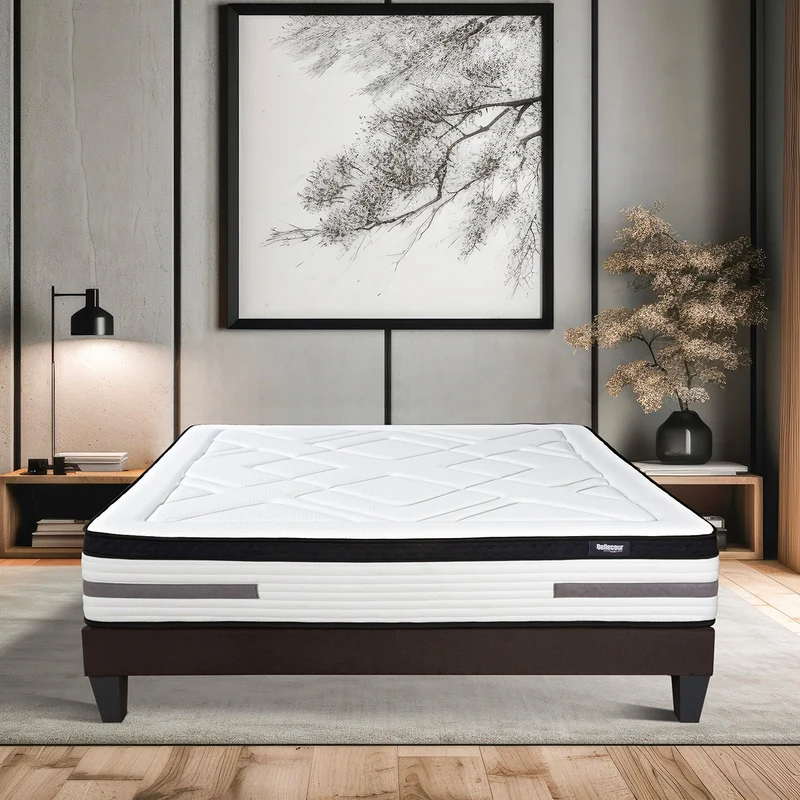 Matelas Bellevue - Ressorts ensachés + mémoire de forme - 24 cm d'épaisseur - Accueil équilibré, soutien ferme