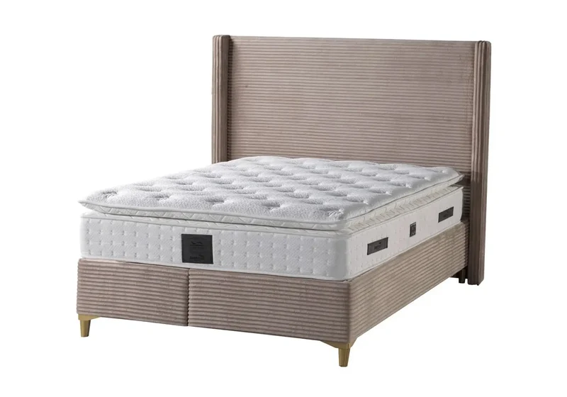 Lit coffre velours taupe - Hedi