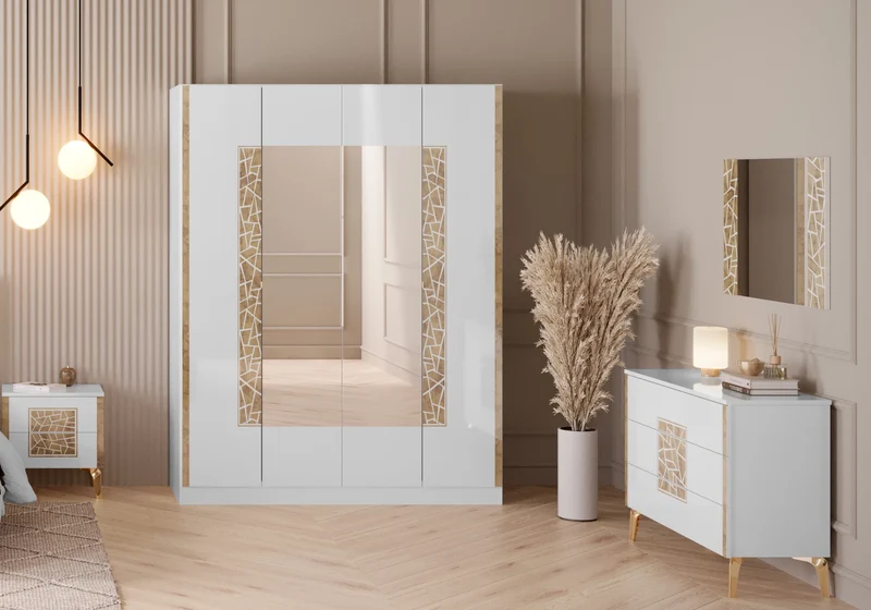 Chambre complète blanc doré brillant design – STELLA