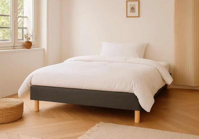 Sommier tapissé gris design 20 cm - Stely