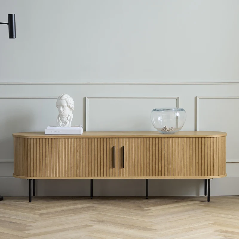Meuble bas 180 cm 2 portes - Bois - ALBA