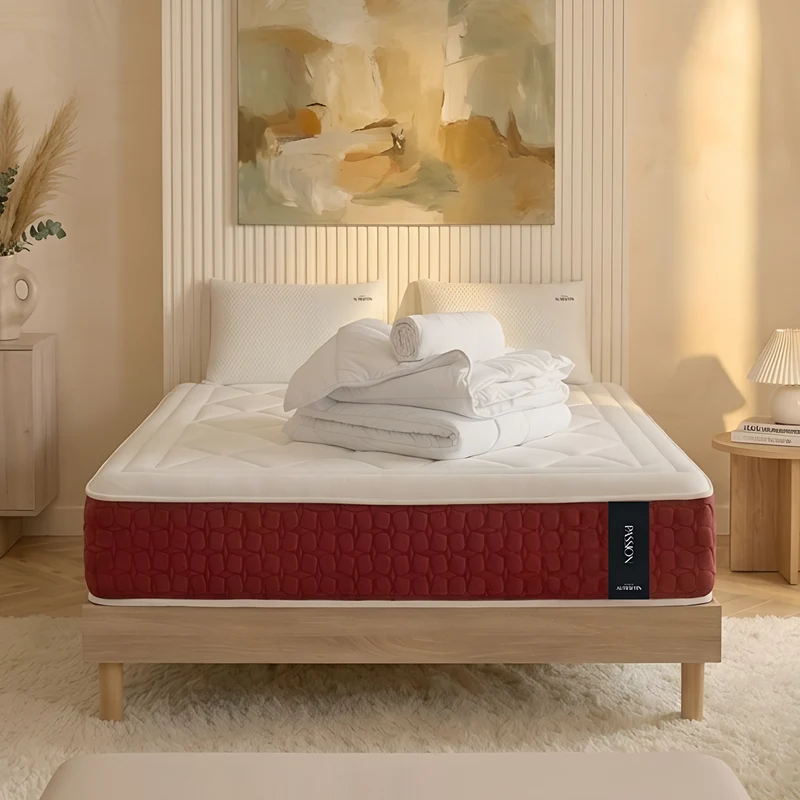 Ensemble Matelas+sommier Ressorts PASSION + accessoires - 32 cm d'épaisseur - Accueil moelleux, soutien ferme