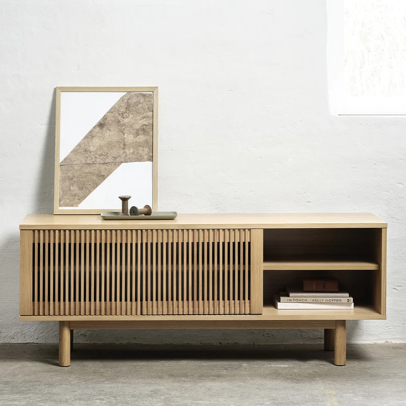 Meuble TV 143 cm 2 portes - Bois - PISA