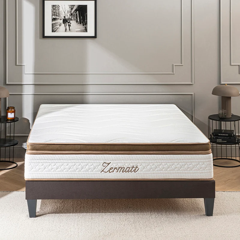 Ensemble Zermatt - Matelas mousse mémoire de forme + Sommier bois - 31 cm d'épaisseur