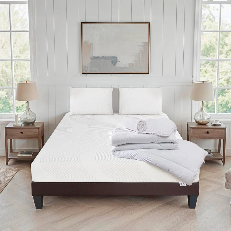 Pack Paris - Matelas + Sommier + Accessoires - La chambre équipée en une fois - 24 cm d'épaisseur