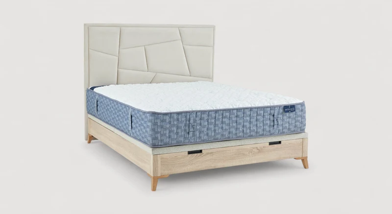 Pack lit coffre, matelas et tête de lit FIONA