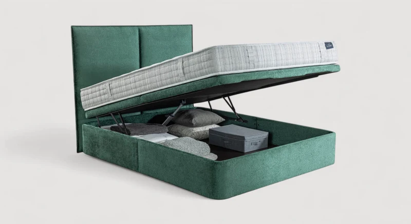 Pack lit coffre, matelas et tête de lit TROUVILLE