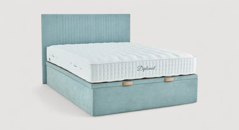 Pack lit coffre, matelas et tête de lit NOE
