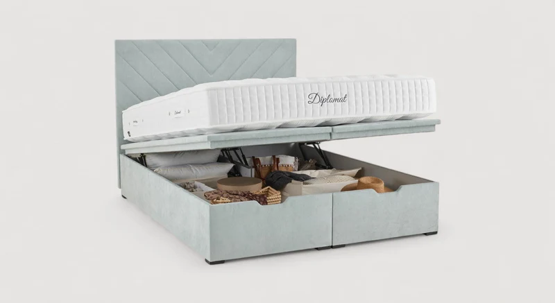 Pack lit coffre, matelas et tête de lit ECRIN