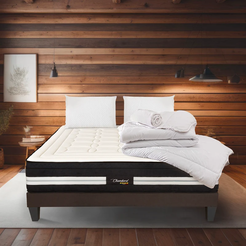 Pack Chambord - Matelas + Sommier + Accessoires - La chambre équipée en une fois - 32 cm d'épaisseur
