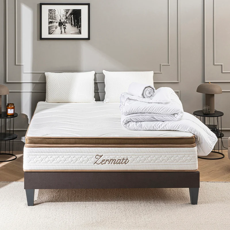Pack prêt à dormir Zermatt - Matelas + Sommier + Couette, oreillers, protège-matelas - 31 cm d'épaisseur
