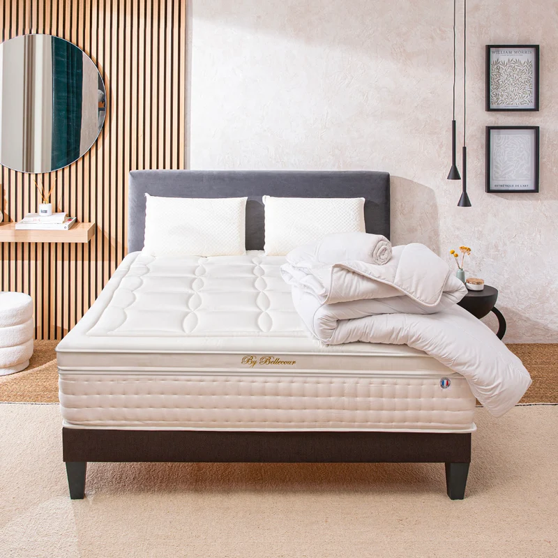 Pack prêt à dormir Empereur - Matelas + Sommier + Couette, oreillers, protège-matelas - 33 cm d'épaisseur