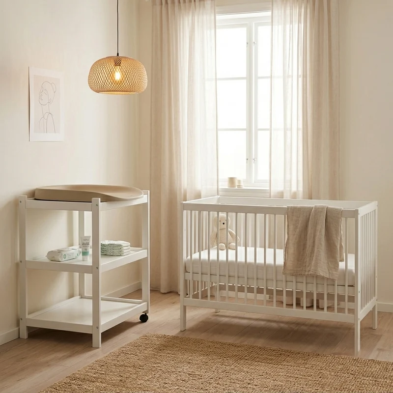 IDA-MARIE babyseng med hørmadras & IDA-MARIE puslebord