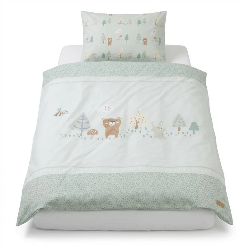 Kinderbettwäsche 'Woodland Buddies' - Bezug 100 x 135 cm - Pastellgrün