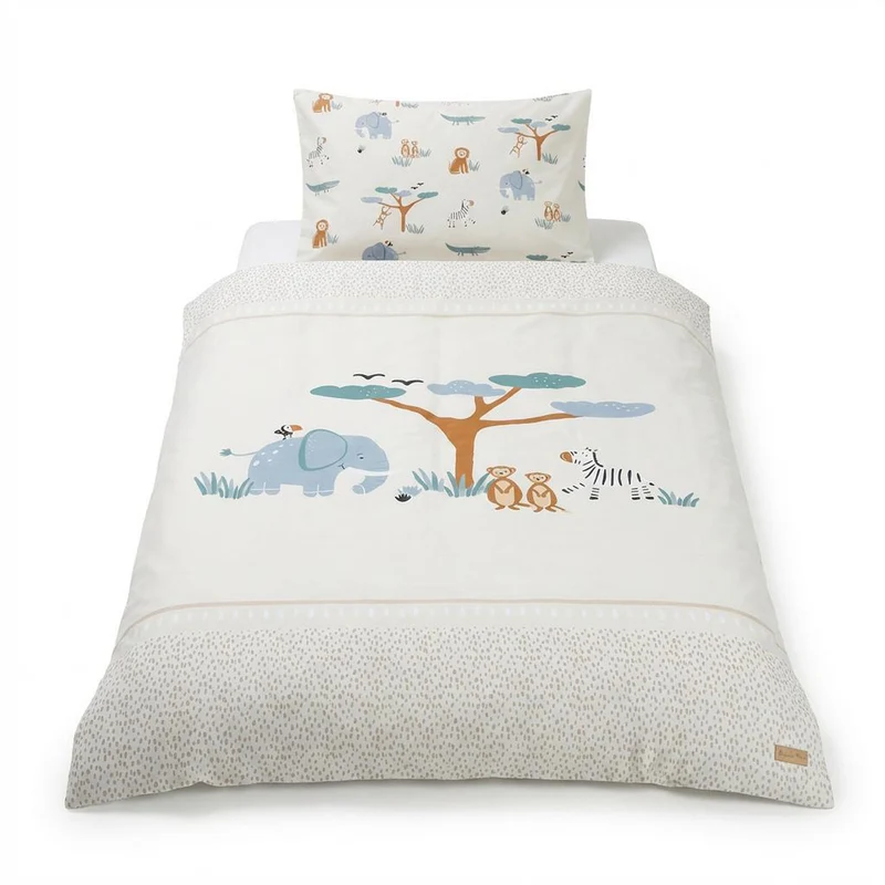 Kinderbettwäsche 'Savanna Friends' - Bezug für Decke 100x135 + Kissenbezug 40x60 - Beige