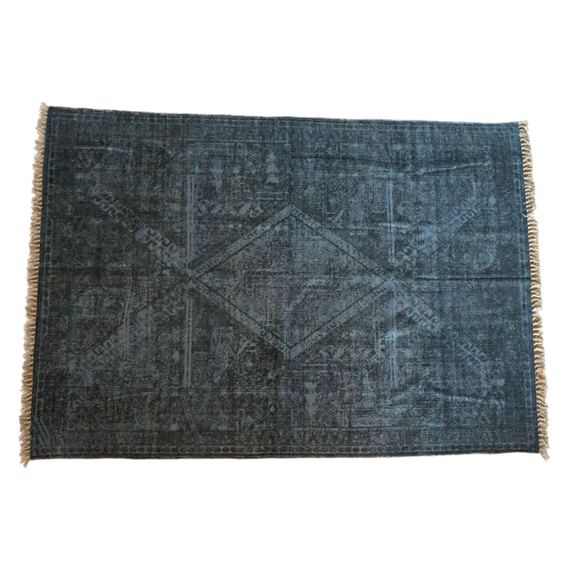 Tapis en laine & coton Vintage Grey/Blue
