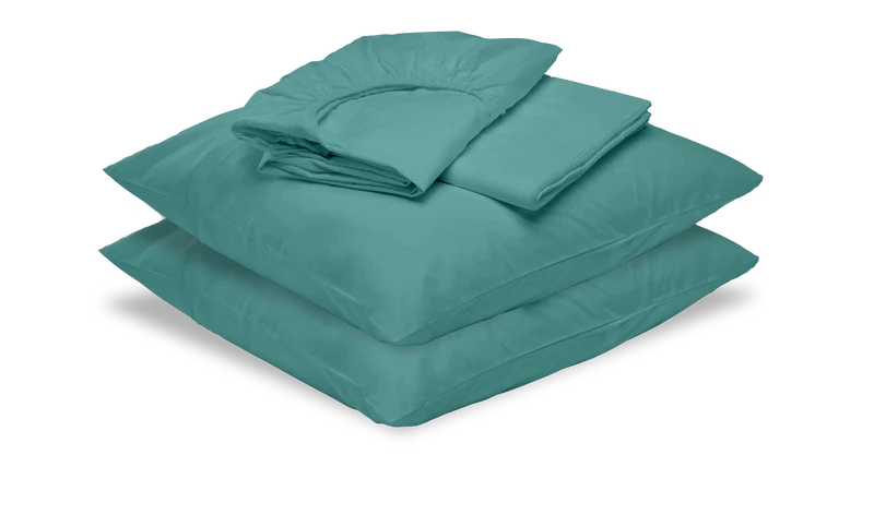Parure de percale de coton Bleu paon