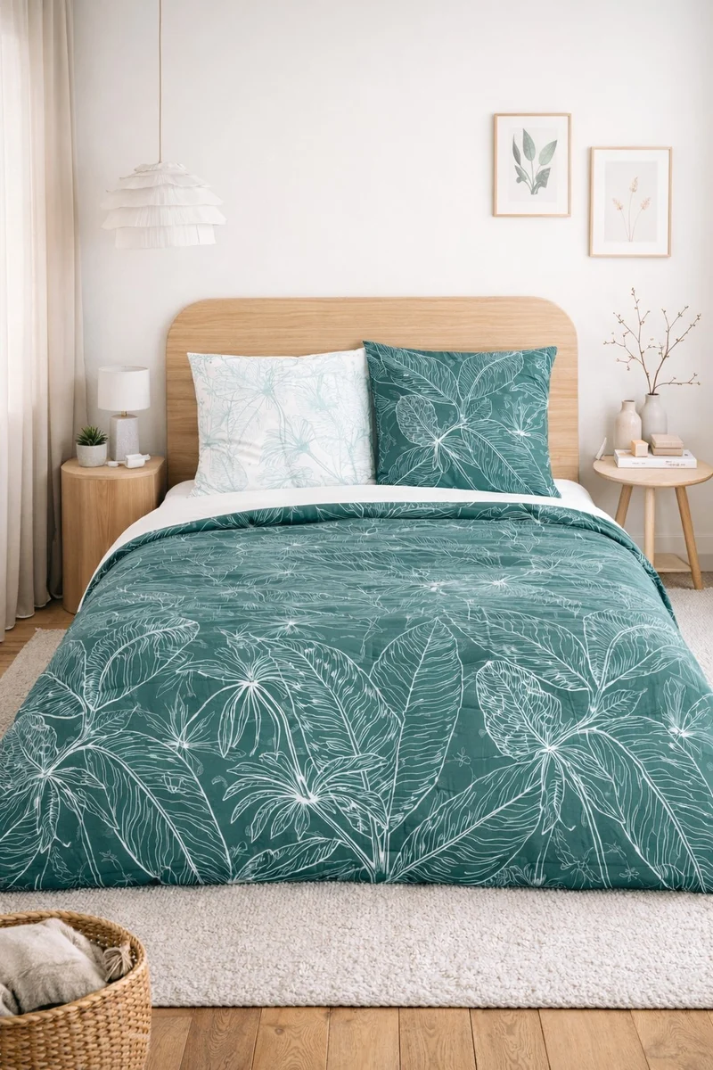 Parure de lit FEUILLAGE Graphique - 100% coton 57 fils/cm²