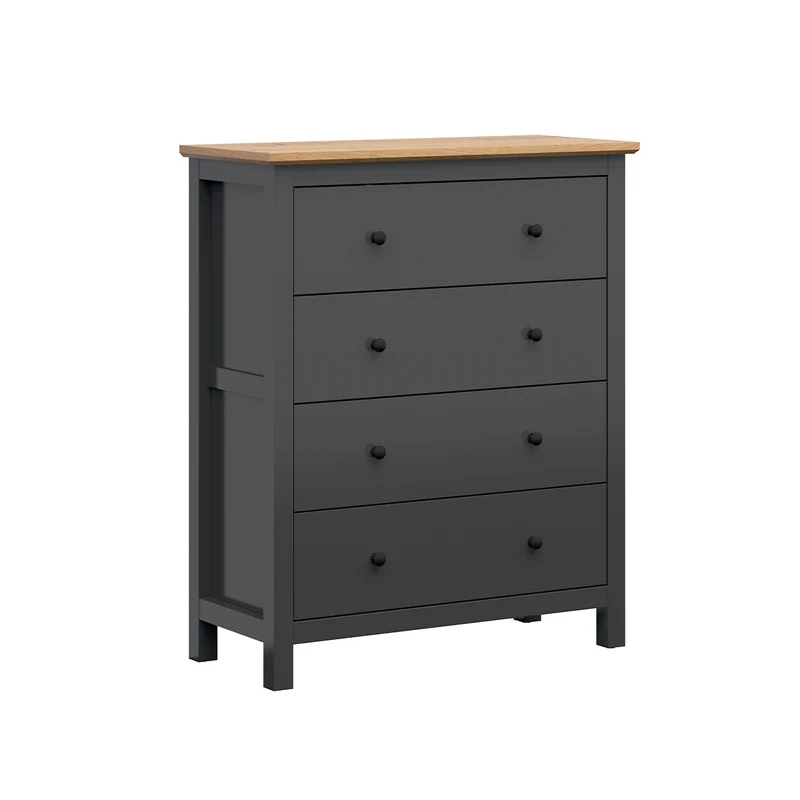 Commode 4 tiroirs Duck Gris anthracite et Bois