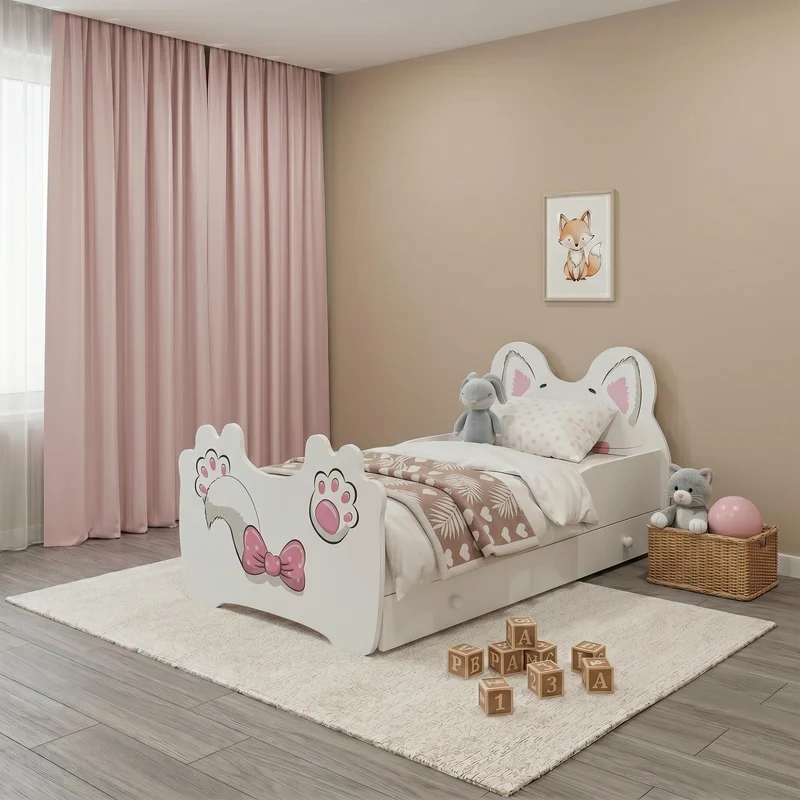 Lit enfant KITTY avec tiroir de rangement - 140 x 70/160 x 80 cm