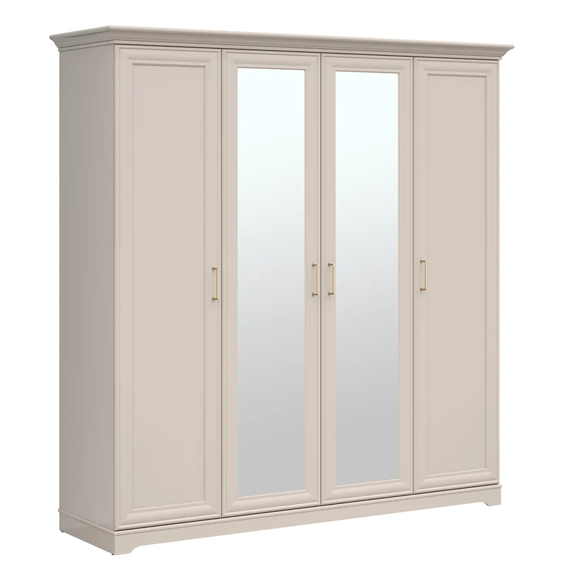 Armoire 4 portes miroirs Perle Cachemire