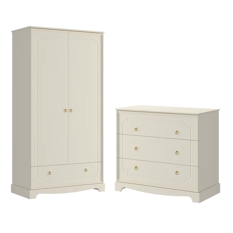 Commode 3 tiroirs et armoire 2 portes Bellamy Royal Beige