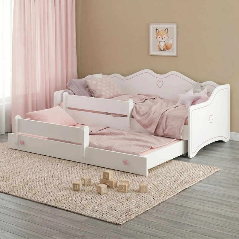 Lit enfant EMMA-MAX avec lit d’appoint 145 × 80 cm et matelas