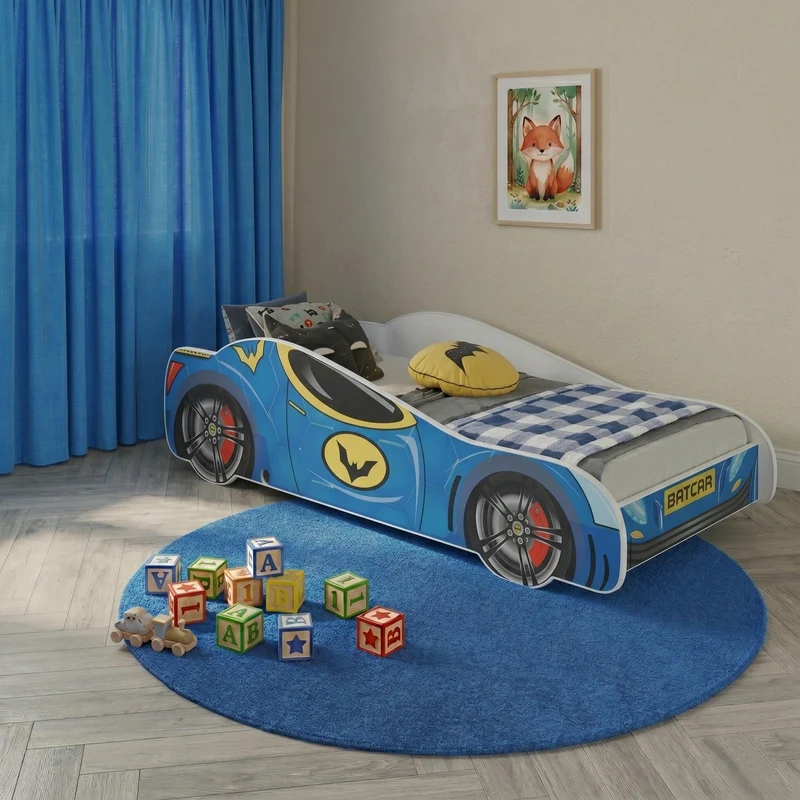 Lit enfant AUTO avec motif et matelas - 140 x 70 / 160 x 80 cm