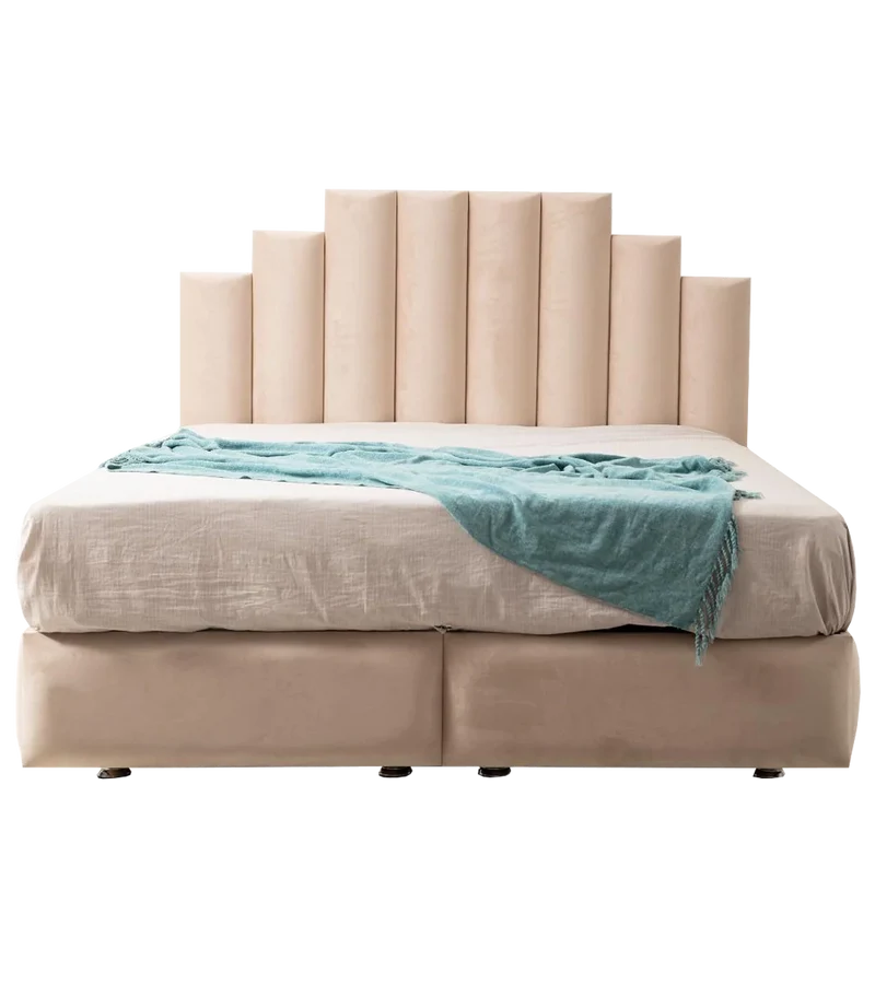 Lit Coffre Pyramide Beige - Design Élégant