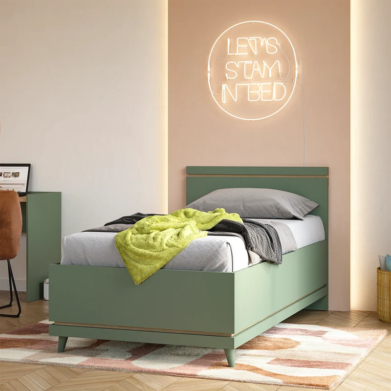 Lit 100x200 sommier inclus Sandy Vert