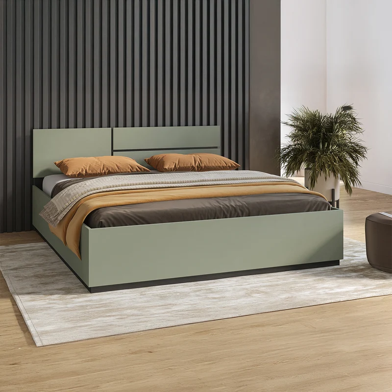 Lit coffre 180x200 sommier inclus Lilia Vert